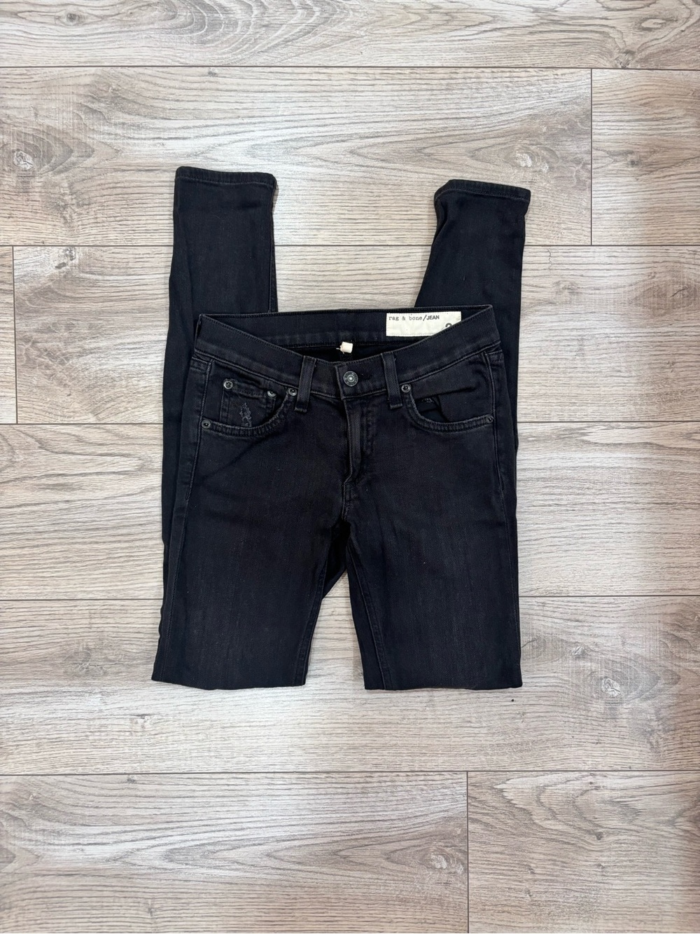 Rag & Bone Black Distressed Skinny Jeans Size 24